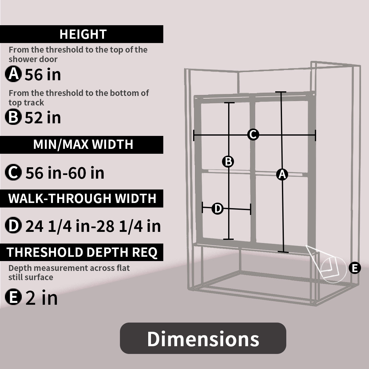 Ripple 60 in. W x 56 in. H Sliding Semi-Frameless Tub Door with Clear Glass