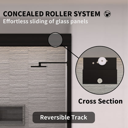 Vorth 60 in. W x 56 in. H Sliding Semi-Frameless Tub Door in Matte Black Finish with Clear Glass 97-6060-BL07_32a6fd35-451b-4ccb-97fe-ee7b3aea14fc