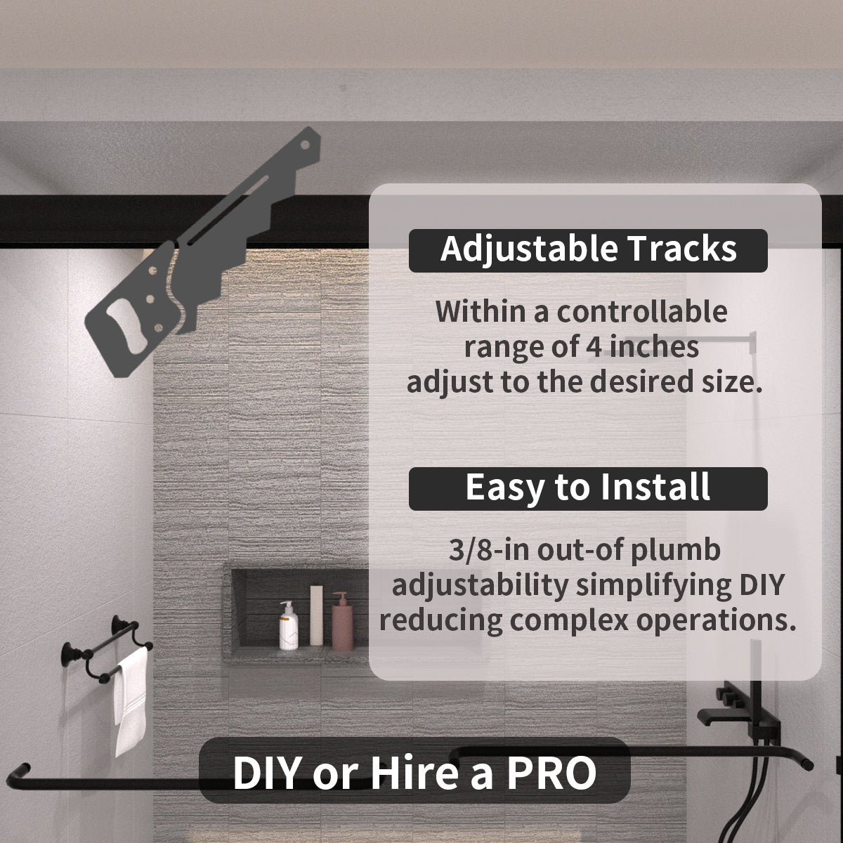 Ripple 60 in. W x 56 in. H Sliding Semi-Frameless Tub Door with Clear Glass