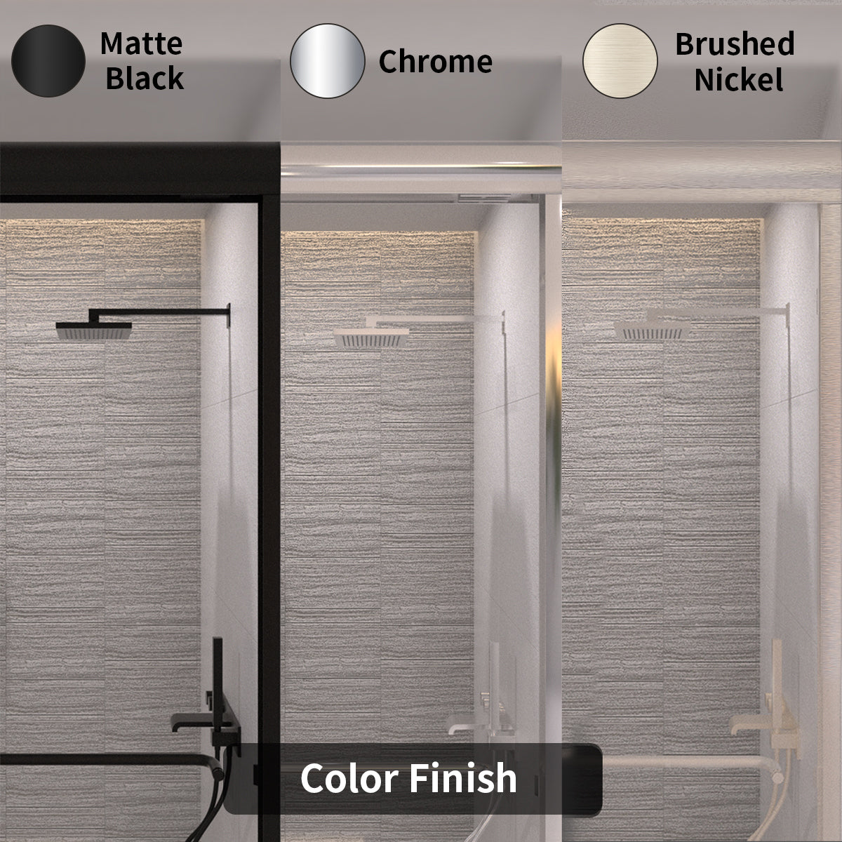 Vorth 60 in. W x 56 in. H Sliding Semi-Frameless Tub Door in Matte Black Finish with Clear Glass 97-6060-BN04_16e46653-0716-49bf-9129-13c3cae3f001