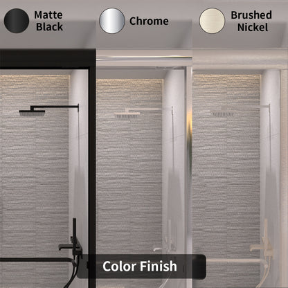 Vorth 60 in. W x 56 in. H Sliding Semi-Frameless Tub Door in Matte Black Finish with Clear Glass 97-6060-BN04_16e46653-0716-49bf-9129-13c3cae3f001