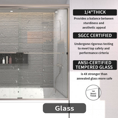 TaiMei 60 in. W x 56 in. H Sliding Semi-Frameless Tub Door with Clear Glass 97-6060-BN06_aff79def-98d1-42bb-acf0-e46431c6887b