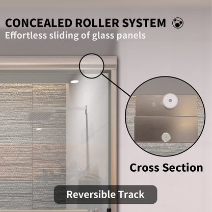 Ripple 60 in. W x 56 in. H Sliding Semi-Frameless Tub Door with Clear Glass