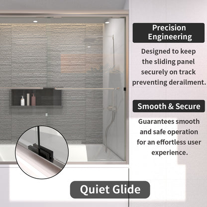 Ripple 60 in. W x 56 in. H Sliding Semi-Frameless Tub Door with Clear Glass