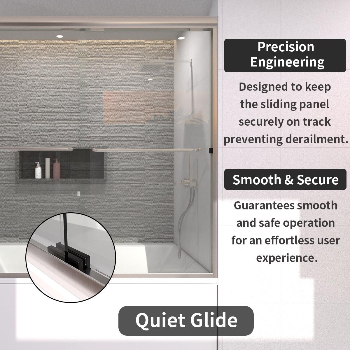 TaiMei 60 in. W x 56 in. H Sliding Semi-Frameless Tub Door with Clear Glass and Handles 97-6060-BN09_6f1d1f07-bb58-43a0-91c4-933b6a79b2f4