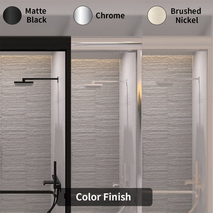 Ripple 60 in. W x 56 in. H Sliding Semi-Frameless Tub Door with Clear Glass
