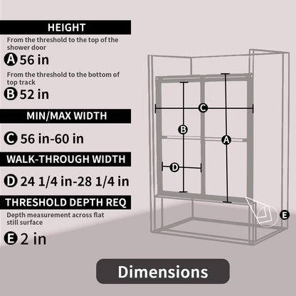 Ripple 60 in. W x 56 in. H Sliding Semi-Frameless Tub Door with Clear Glass