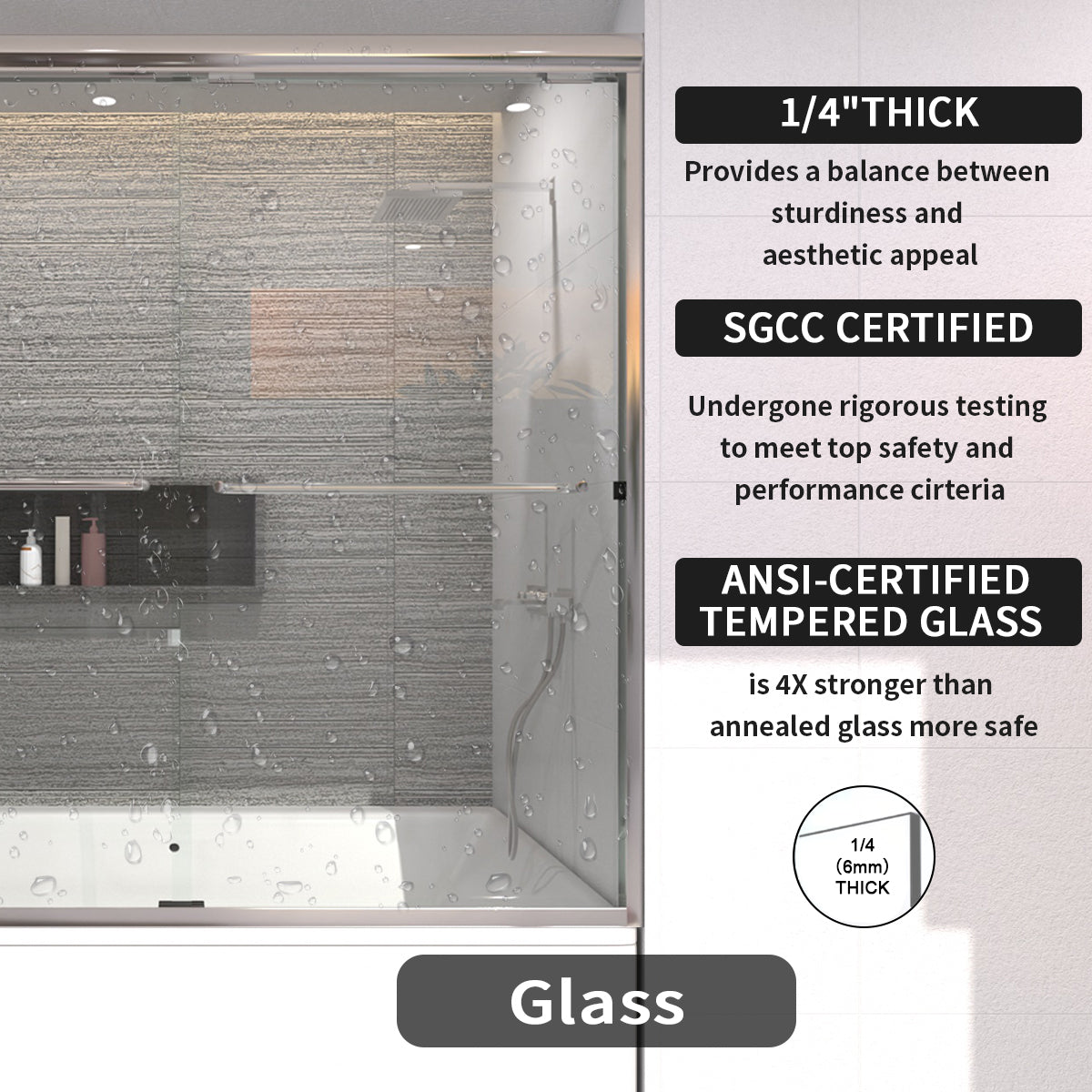Vorth 60 in. W x 56 in. H Sliding Semi-Frameless Tub Door in Matte Black Finish with Clear Glass 97-6060-CR06_48bf6dd4-f13e-4ded-ba31-3fff6af7a85a