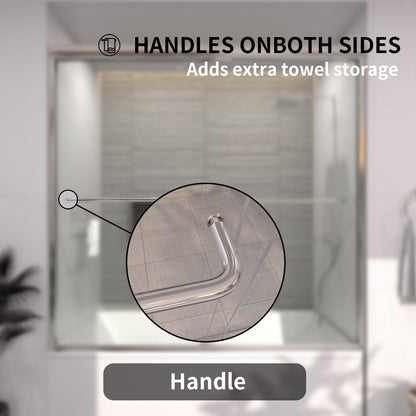 Ripple 60 in. W x 56 in. H Sliding Semi-Frameless Tub Door with Clear Glass