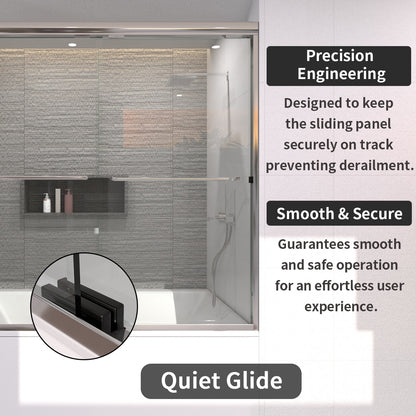 Ripple 60 in. W x 56 in. H Sliding Semi-Frameless Tub Door with Clear Glass