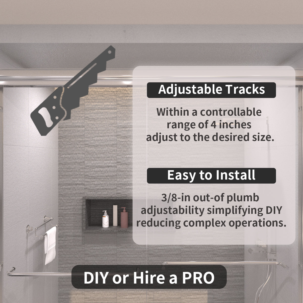 Ripple 60 in. W x 56 in. H Sliding Semi-Frameless Tub Door with Clear Glass