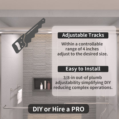 Ripple 60 in. W x 56 in. H Sliding Semi-Frameless Tub Door with Clear Glass