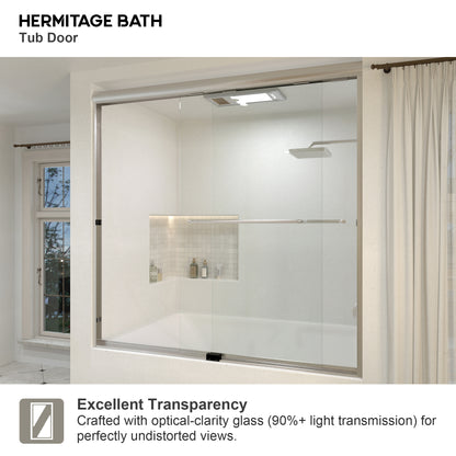 Lntano 60 in. W x 56 in. H Sliding Bath Tub Door in Semi Frameless with Clear Glass
