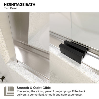 Akoasm 60 in. W x 56 in. H Sliding Bath Tub Door in Semi Frameless with Clear Glass
