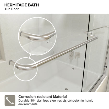 Akoasm 60 in. W x 56 in. H Sliding Bath Tub Door in Semi Frameless with Clear Glass