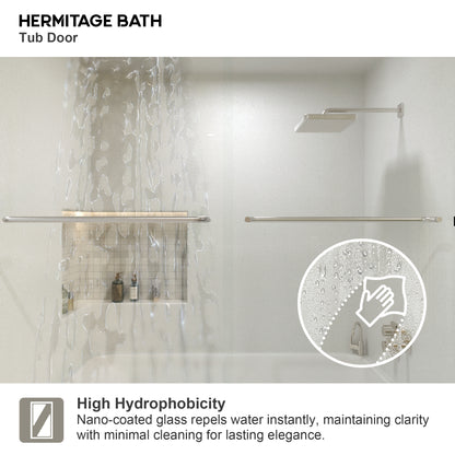 Akoasm 60 in. W x 56 in. H Sliding Bath Tub Door in Semi Frameless with Clear Glass