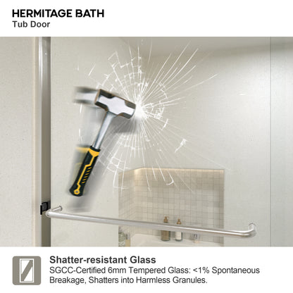 Akoasm 60 in. W x 56 in. H Sliding Bath Tub Door in Semi Frameless with Clear Glass