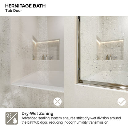 Lntano 60 in. W x 56 in. H Sliding Bath Tub Door in Semi Frameless with Clear Glass