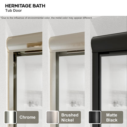 Lntano 60 in. W x 56 in. H Sliding Bath Tub Door in Semi Frameless with Clear Glass