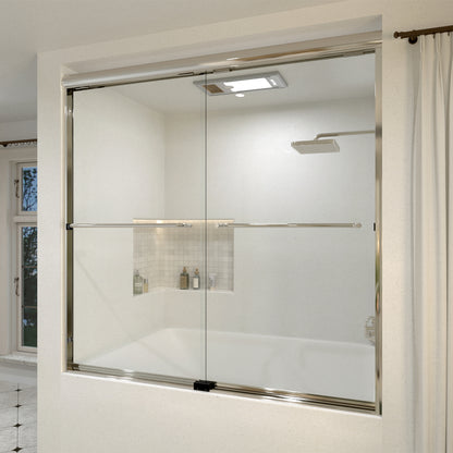 Lntano 60 in. W x 56 in. H Sliding Bath Tub Door in Semi Frameless with Clear Glass