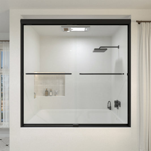 Lntano 60 in. W x 56 in. H Sliding Bath Tub Door in Semi Frameless with Clear Glass