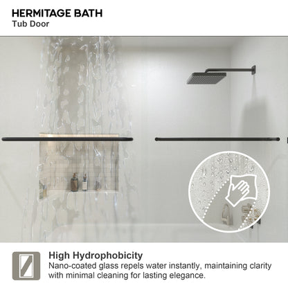 Lntano 60 in. W x 56 in. H Sliding Bath Tub Door in Semi Frameless with Clear Glass