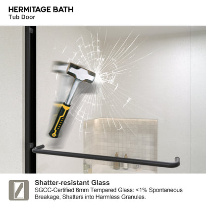 Lntano 60 in. W x 56 in. H Sliding Bath Tub Door in Semi Frameless with Clear Glass