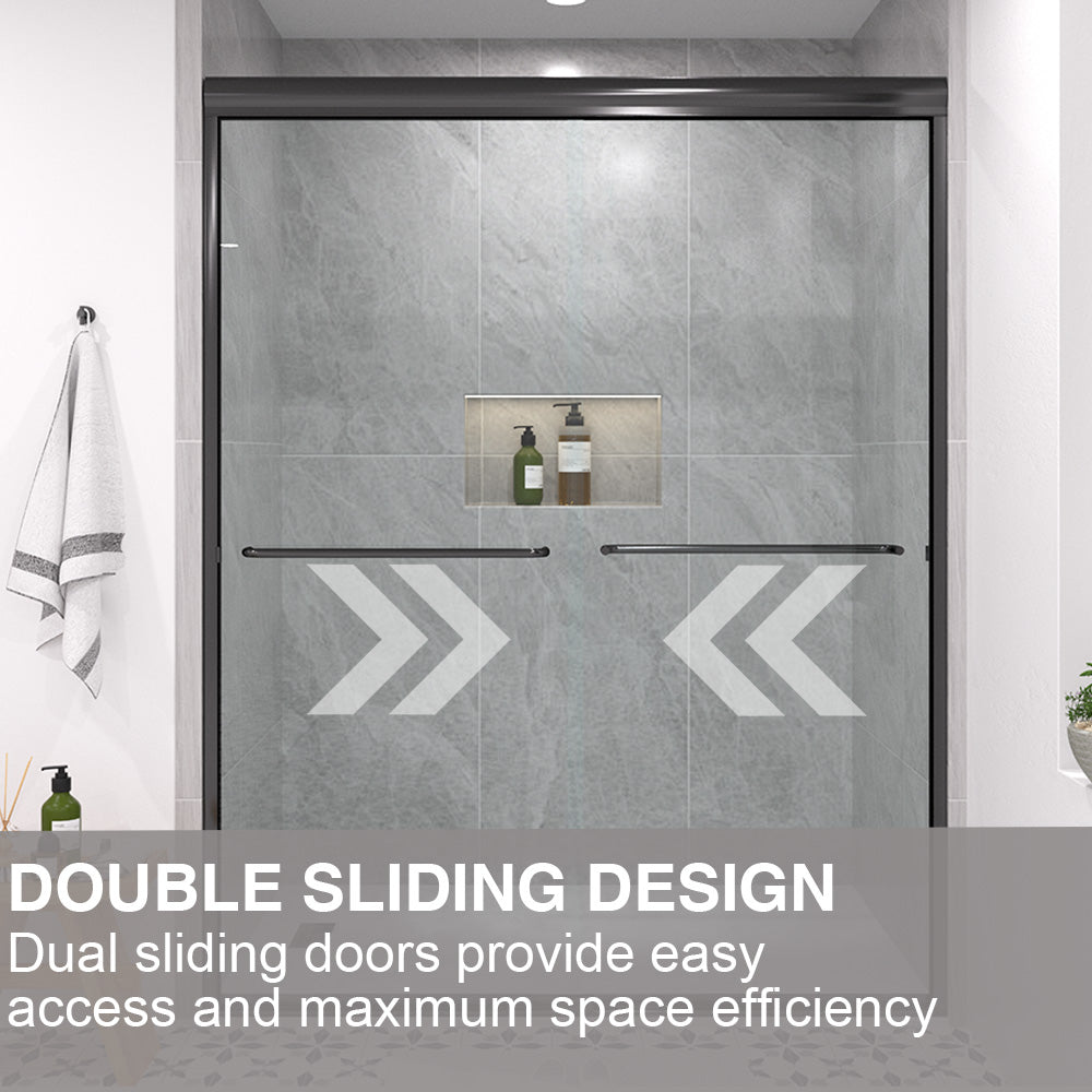 Shine 60 in. W x 72 in. H Semi-Frameless Sliding Shower Door with 5/16 in. Clear Tempered Glass 98-7260BL10