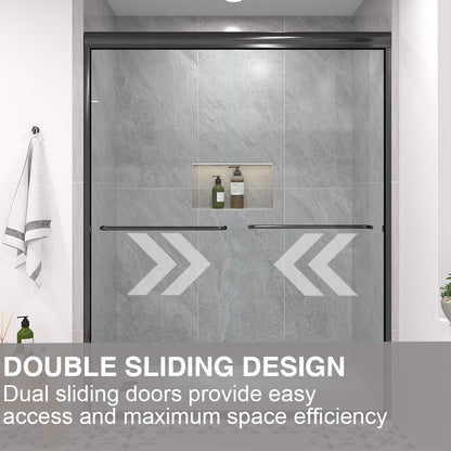 Shine 60 in. W x 72 in. H Semi-Frameless Sliding Shower Door with 5/16 in. Clear Tempered Glass 98-7260BL10