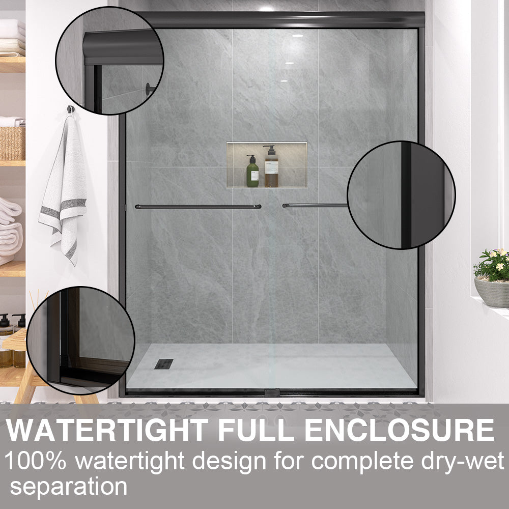 Shine 60 in. W x 72 in. H Semi-Frameless Sliding Shower Door with 5/16 in. Clear Tempered Glass 98-7260BL11