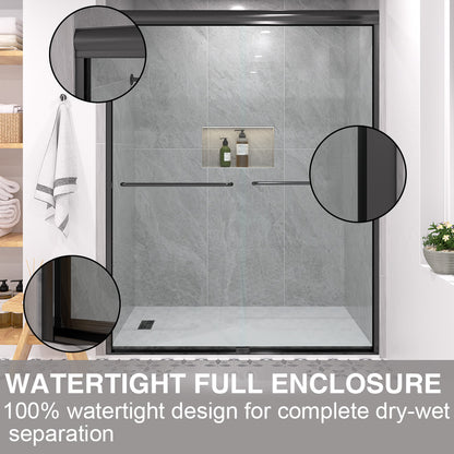 Shine 60 in. W x 72 in. H Semi-Frameless Sliding Shower Door with 5/16 in. Clear Tempered Glass 98-7260BL11