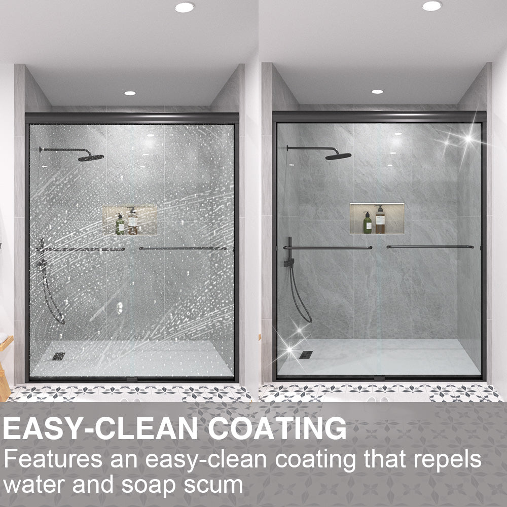 Shine 60 in. W x 72 in. H Semi-Frameless Sliding Shower Door with 5/16 in. Clear Tempered Glass 98-7260BL12