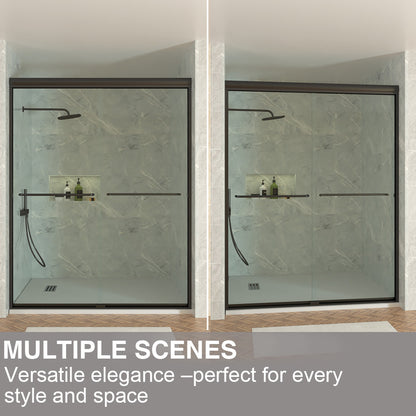 Shine 60 in. W x 72 in. H Semi-Frameless Sliding Shower Door with 5/16 in. Clear Tempered Glass 98-7260BL13