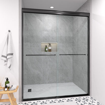 Shine 60 in. W x 72 in. H Semi-Frameless Sliding Shower Door with 5/16 in. Clear Tempered Glass 98-7260BL2