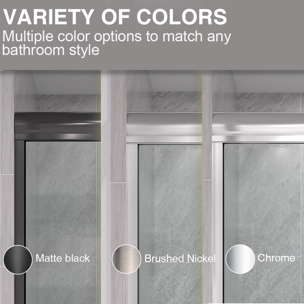 Shine 60 in. W x 72 in. H Semi-Frameless Sliding Shower Door with 5/16 in. Clear Tempered Glass 98-7260BL4