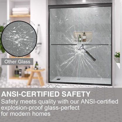 Shine 60 in. W x 72 in. H Semi-Frameless Sliding Shower Door with 5/16 in. Clear Tempered Glass 98-7260BL5