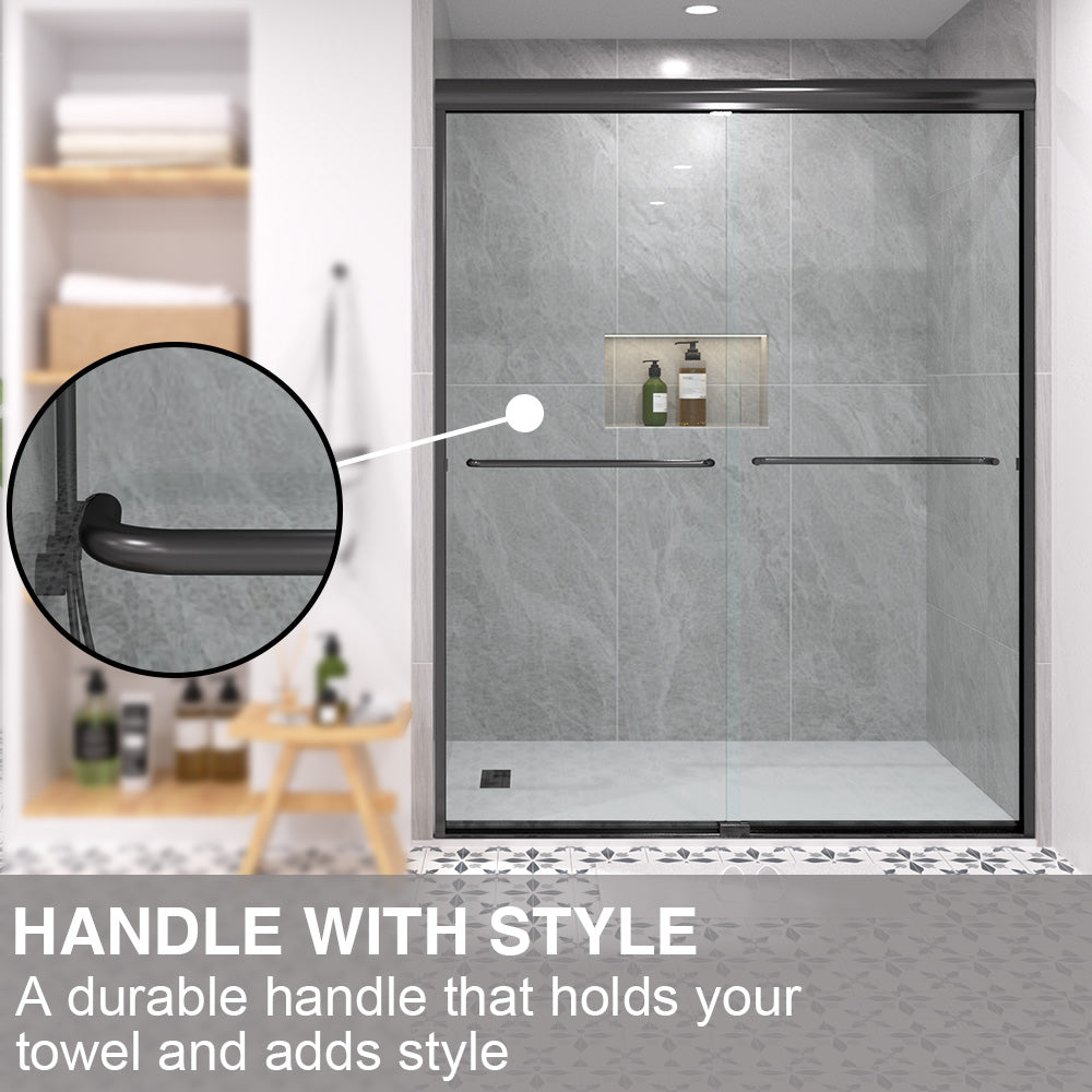 Shine 60 in. W x 72 in. H Semi-Frameless Sliding Shower Door with 5/16 in. Clear Tempered Glass 98-7260BL7
