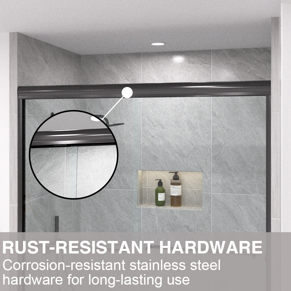 Shine 60 in. W x 72 in. H Semi-Frameless Sliding Shower Door with 5/16 in. Clear Tempered Glass 98-7260BL8