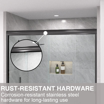 Shine 60 in. W x 72 in. H Semi-Frameless Sliding Shower Door with 5/16 in. Clear Tempered Glass 98-7260BL8