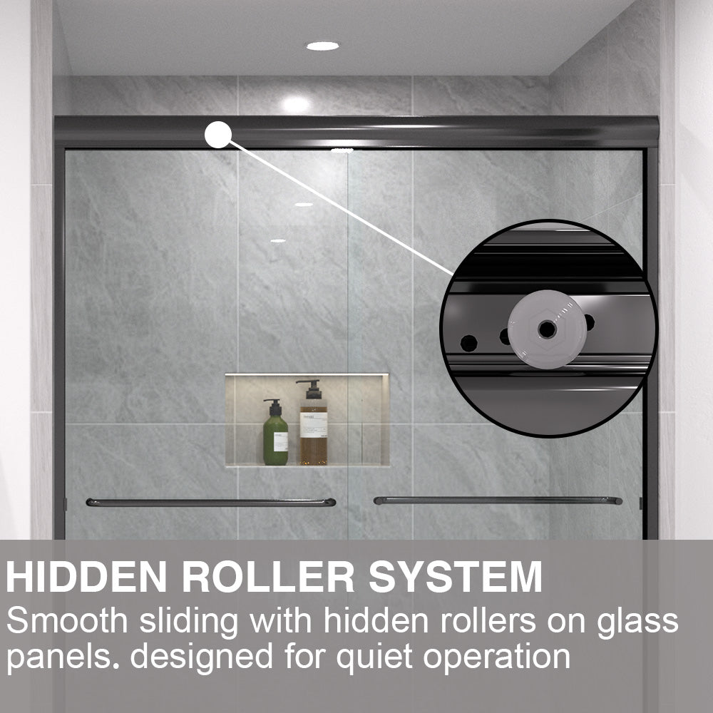 Shine 60 in. W x 72 in. H Semi-Frameless Sliding Shower Door with 5/16 in. Clear Tempered Glass 98-7260BL9