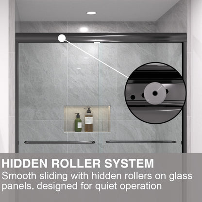 Shine 60 in. W x 72 in. H Semi-Frameless Sliding Shower Door with 5/16 in. Clear Tempered Glass 98-7260BL9
