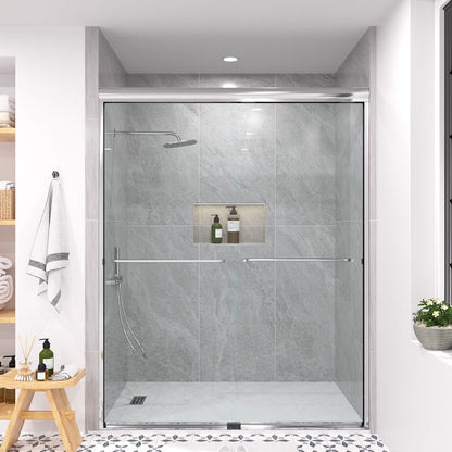 Shine 60 in. W x 72 in. H Semi-Frameless Sliding Shower Door with 5/16 in. Clear Tempered Glass Chrome 98-7260CR1
