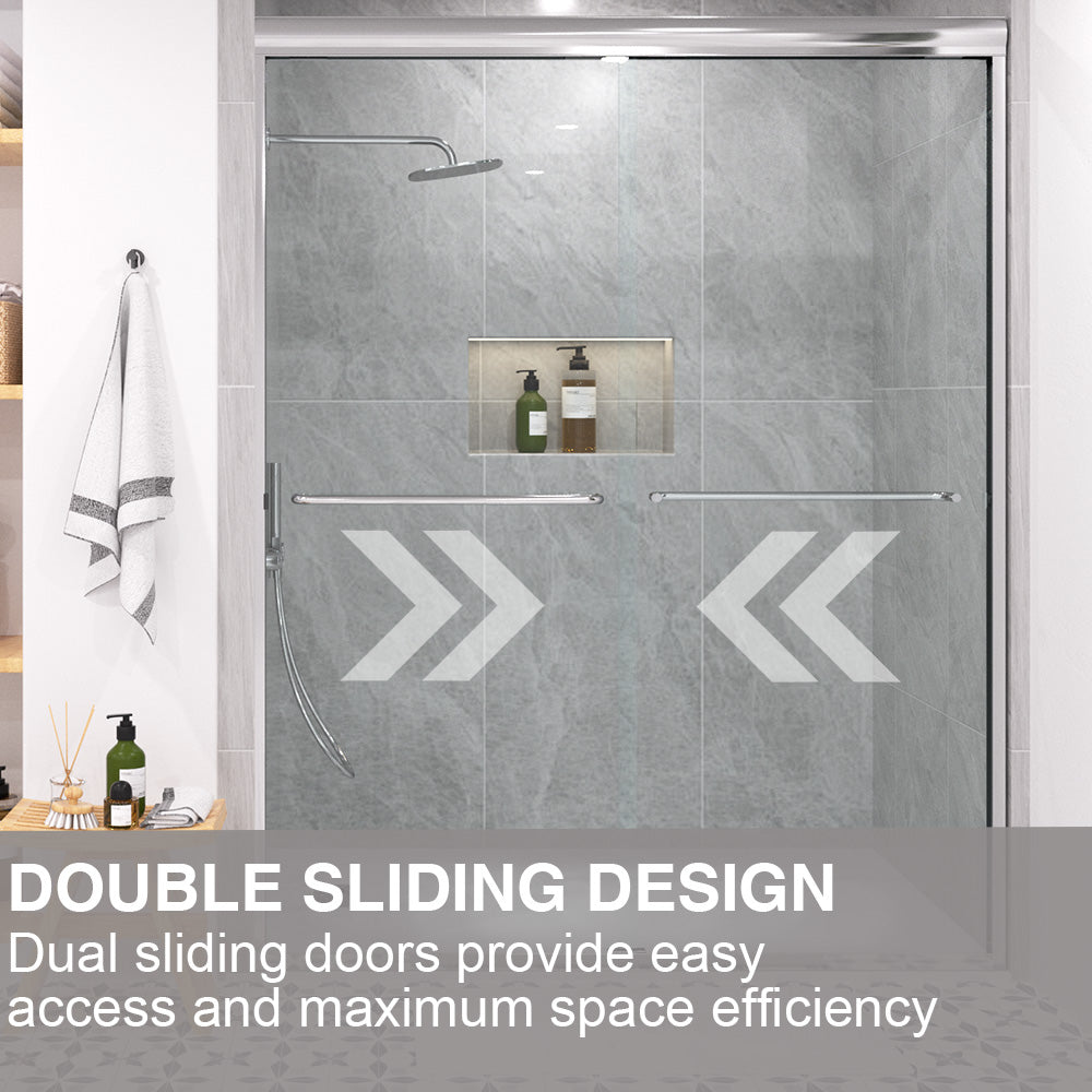 Shine 60 in. W x 72 in. H Semi-Frameless Sliding Shower Door with 5/16 in. Clear Tempered Glass 98-7260CR10