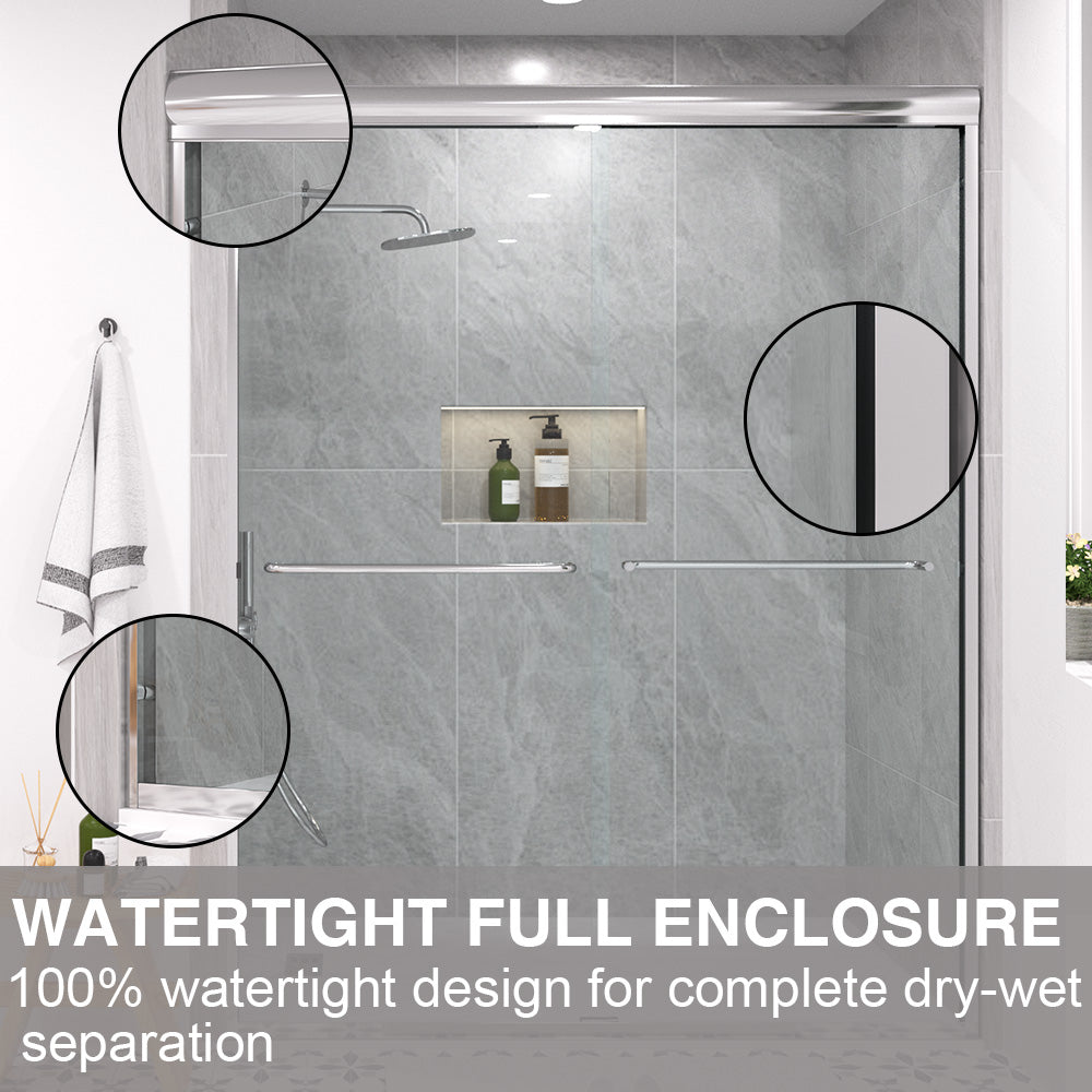Shine 60 in. W x 72 in. H Semi-Frameless Sliding Shower Door with 5/16 in. Clear Tempered Glass 98-7260CR11