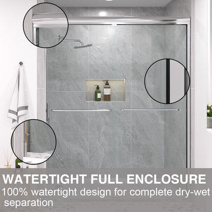 Shine 60 in. W x 72 in. H Semi-Frameless Sliding Shower Door with 5/16 in. Clear Tempered Glass 98-7260CR11