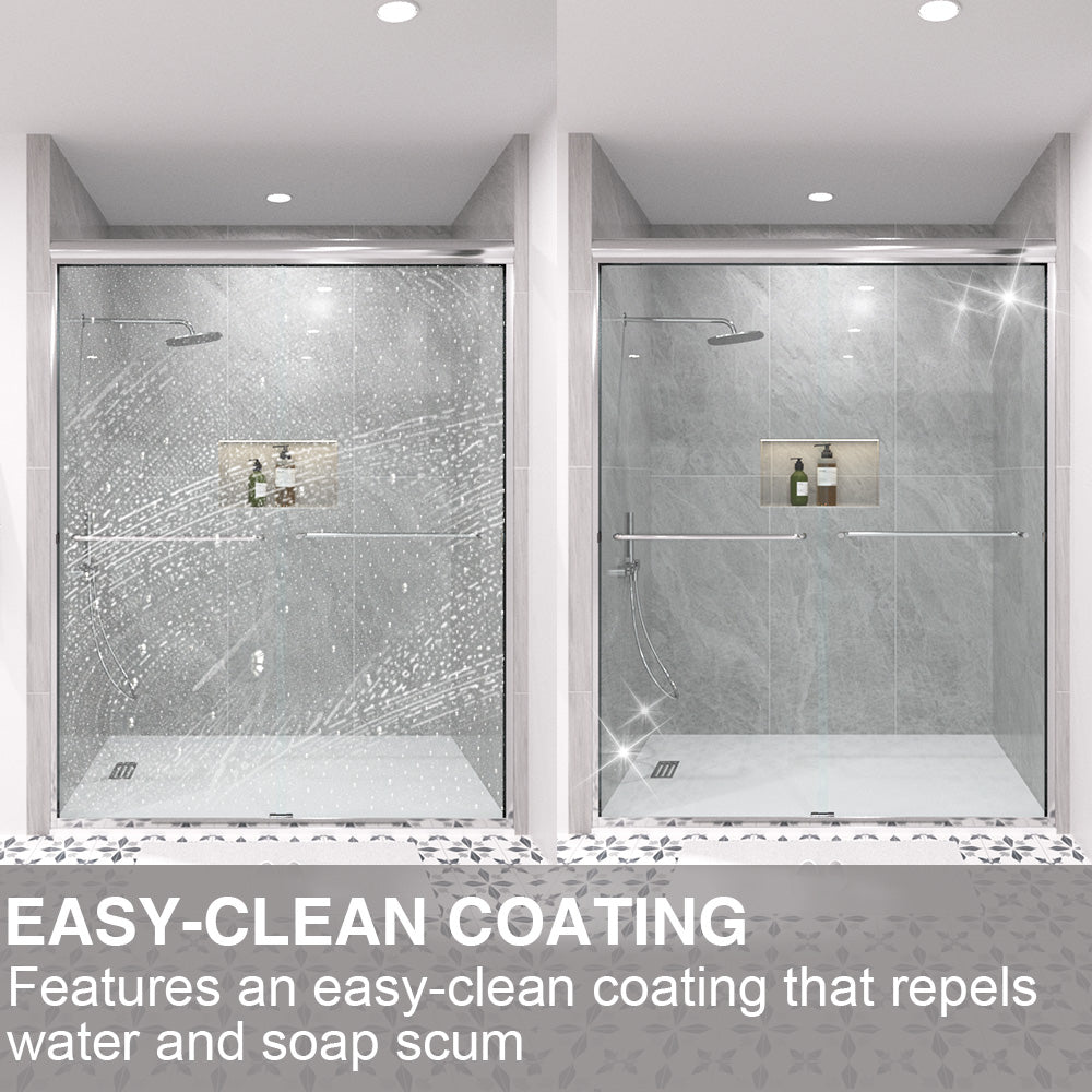 Shine 60 in. W x 72 in. H Semi-Frameless Sliding Shower Door with 5/16 in. Clear Tempered Glass 98-7260CR12