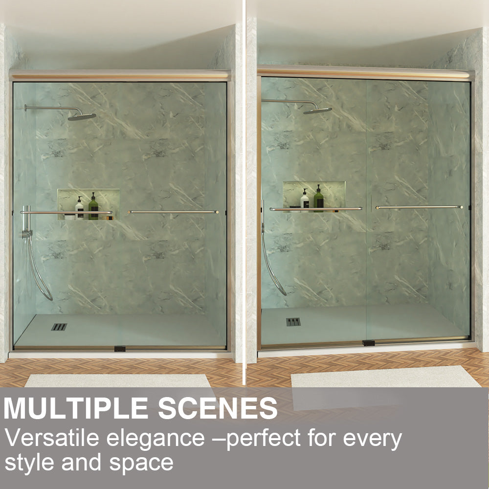 Shine 60 in. W x 72 in. H Semi-Frameless Sliding Shower Door with 5/16 in. Clear Tempered Glass 98-7260CR13