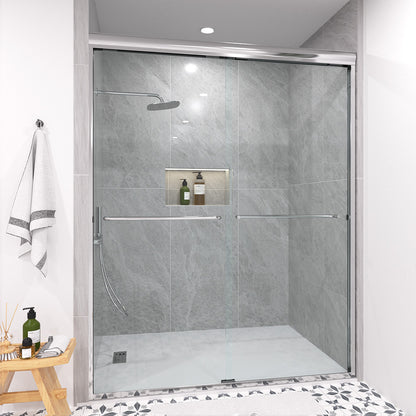 Shine 60 in. W x 72 in. H Semi-Frameless Sliding Shower Door with 5/16 in. Clear Tempered Glass 98-7260CR2