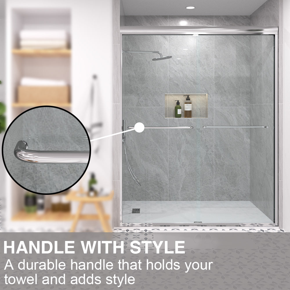 Shine 60 in. W x 72 in. H Semi-Frameless Sliding Shower Door with 5/16 in. Clear Tempered Glass 98-7260CR7