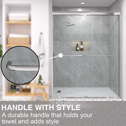 Shine 60 in. W x 72 in. H Semi-Frameless Sliding Shower Door with 5/16 in. Clear Tempered Glass 98-7260CR7